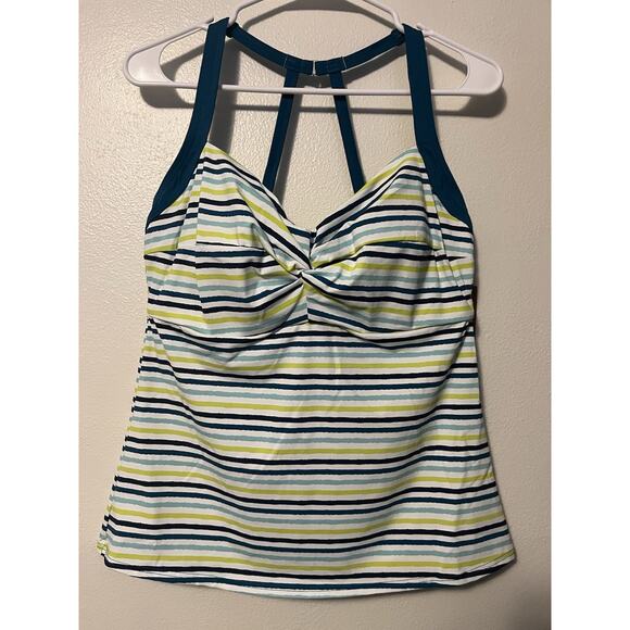 NWT Title Nine Pele Tankini Top 38DD Teal Blue Swim Strappy Underwire Bra - Picture 1 of 7